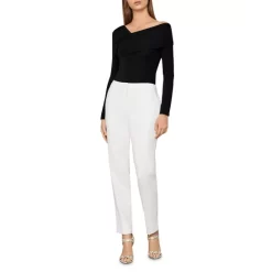 BCBGMAXAZRIA Asymmetric Long Sleeve Bodysuit Black -Cheap Bcbg Store unnamed file 100