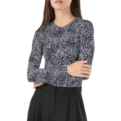 BCBGMAXAZRIA Animal Print Crewneck Tee Navy/white