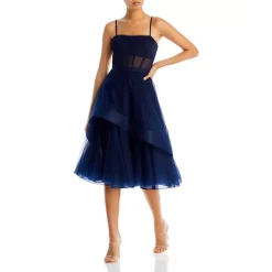 BCBGMAXAZRIA Corset Tiered Evening Dress Dark Navy