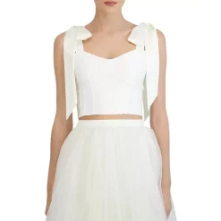 BCBGMAXAZRIA Cropped Corset Top Gardenia