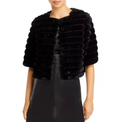 BCBGMAXAZRIA Faux Fur Shrug Black