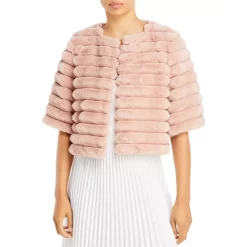 BCBGMAXAZRIA Faux Fur Shrug Pink