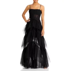BCBGMAXAZRIA Tulle Corset Essential Gown Black