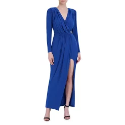 BCBGMAXAZRIA Draped Faux Wrap Dress Blue