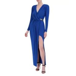 BCBGMAXAZRIA Draped Faux Wrap Dress Blue -Cheap Bcbg Store unnamed file 270