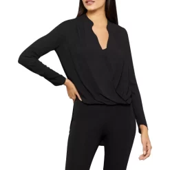 BCBGMAXAZRIA Jaclyn Drape Front Blouse Alabaster