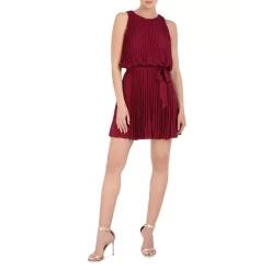 BCBGMAXAZRIA Pleated Blouson Dress Cordovan