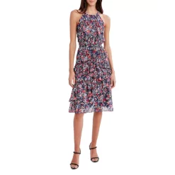 BCBGMAXAZRIA Floral Asymmetric Tiered Dress Painterly