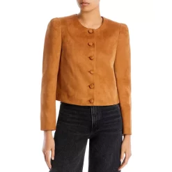 BCBGMAXAZRIA Faux Suede Jacket Camel