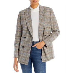 BCBGMAXAZRIA Belted Plaid Blazer Multi