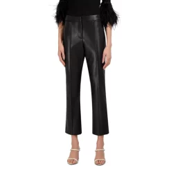 BCBGMAXAZRIA Coated Straight Leg Cropped Pants Black
