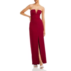 BCBGMAXAZRIA Strapless Crepe Gown - 100% Exclusive Cranberry