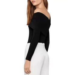 BCBGMAXAZRIA Asymmetric Long Sleeve Bodysuit Black -Cheap Bcbg Store unnamed file 99